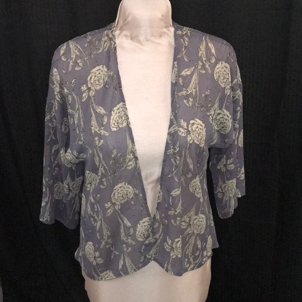 Sheer Flower Print Cover Shirt L-XL